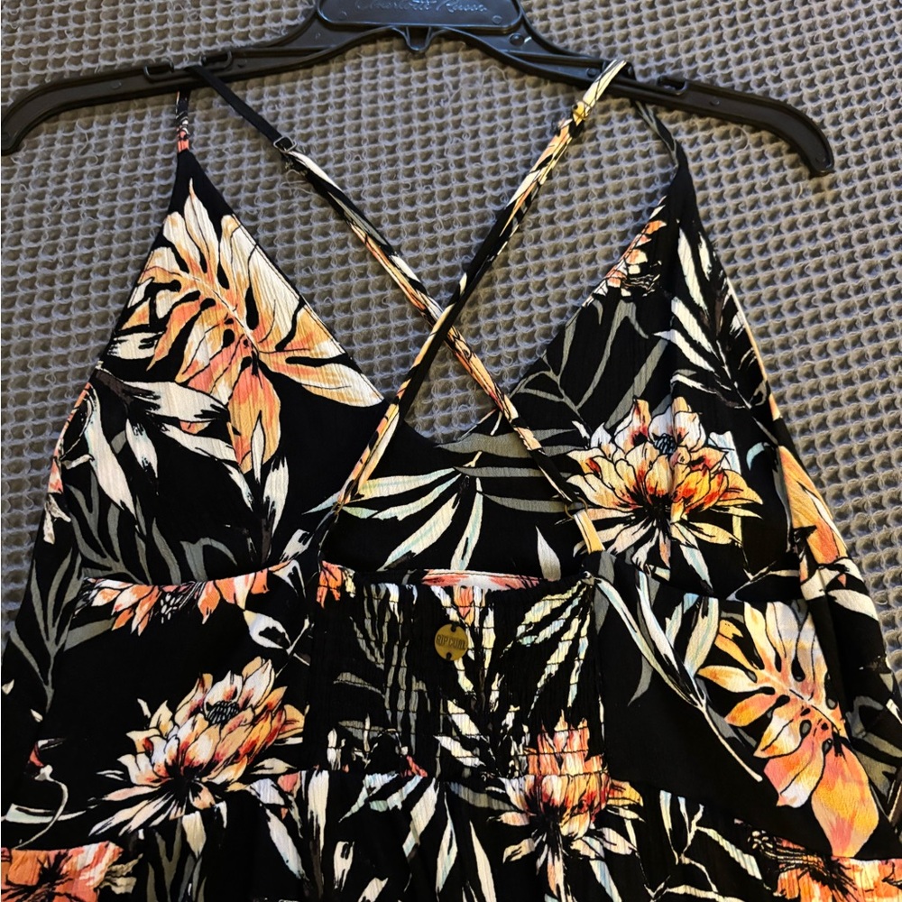Rip Curl Black Dress with Orange and White Floral Design - Picture 4 of 6
